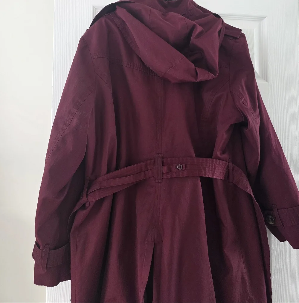 Women's Burgundy Trench Coat - Picture 5 of 6